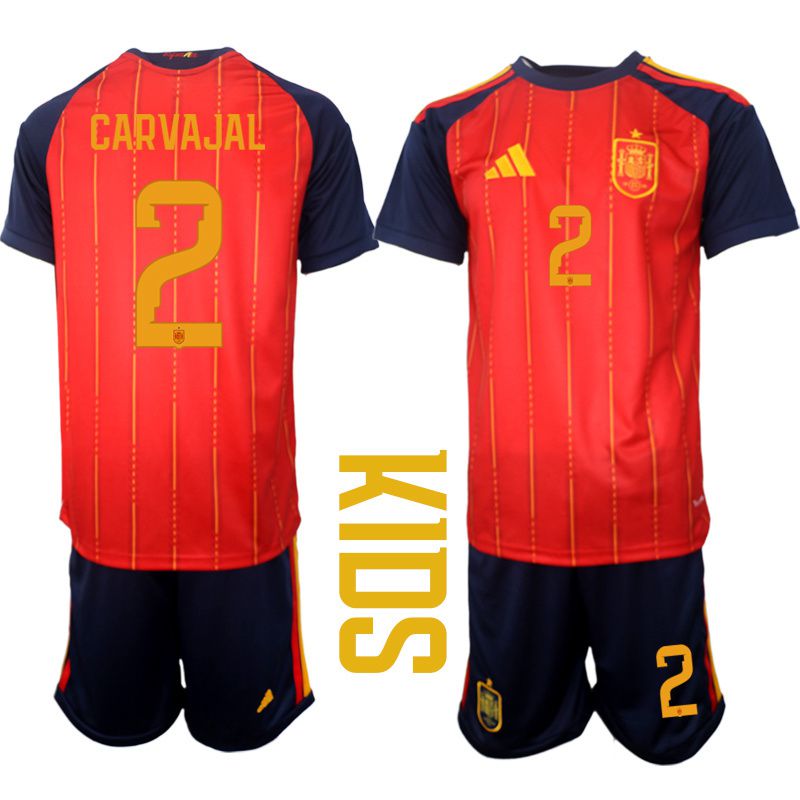 Youth 2026 World Cup National Team Spain home red #2 Soccer Jersey->youth soccer jersey->Youth Jersey